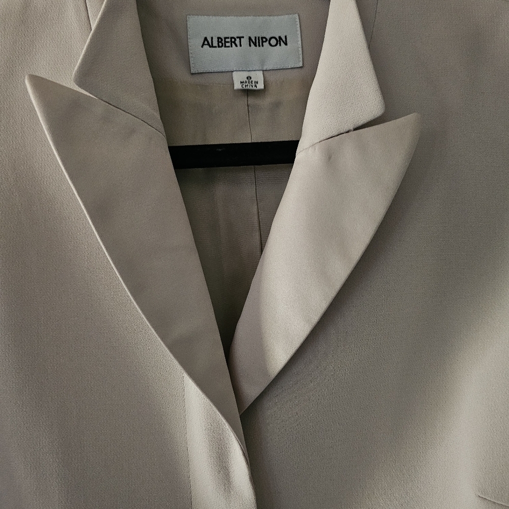 ALBERT NIPON Cream Ivory 2pc Suit Coat Blazer And Pants Set Size 8 - Picture 3 of 16